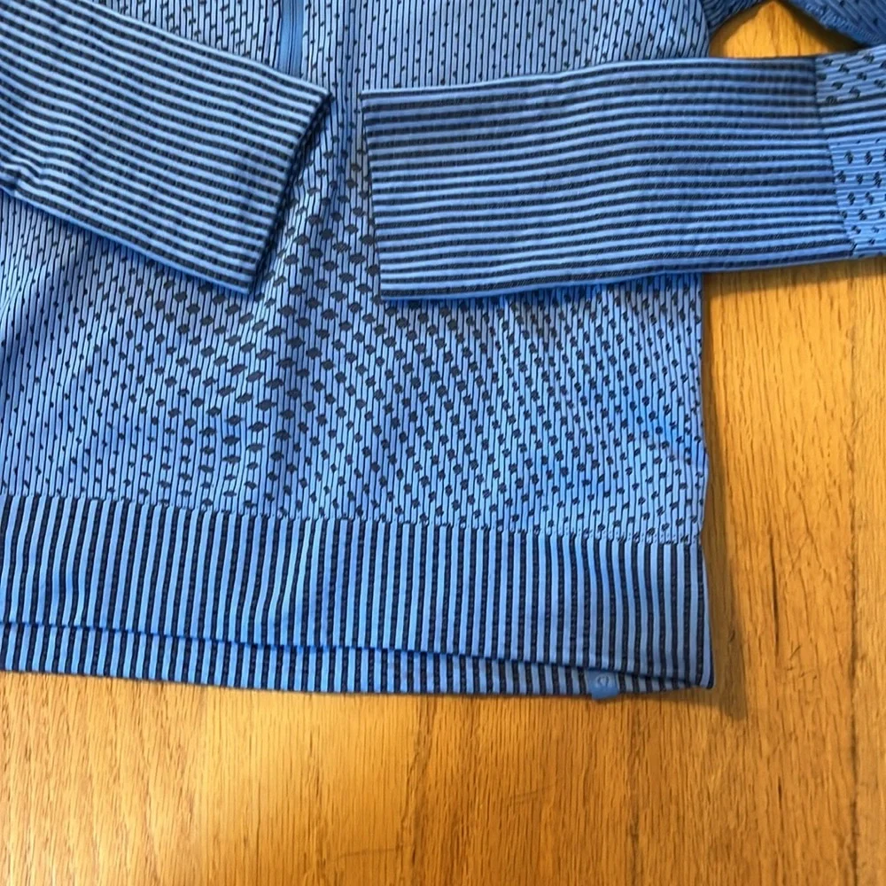 Lululemon restless pullover cropped half zip grid warp blue Nile/night sea 4/6